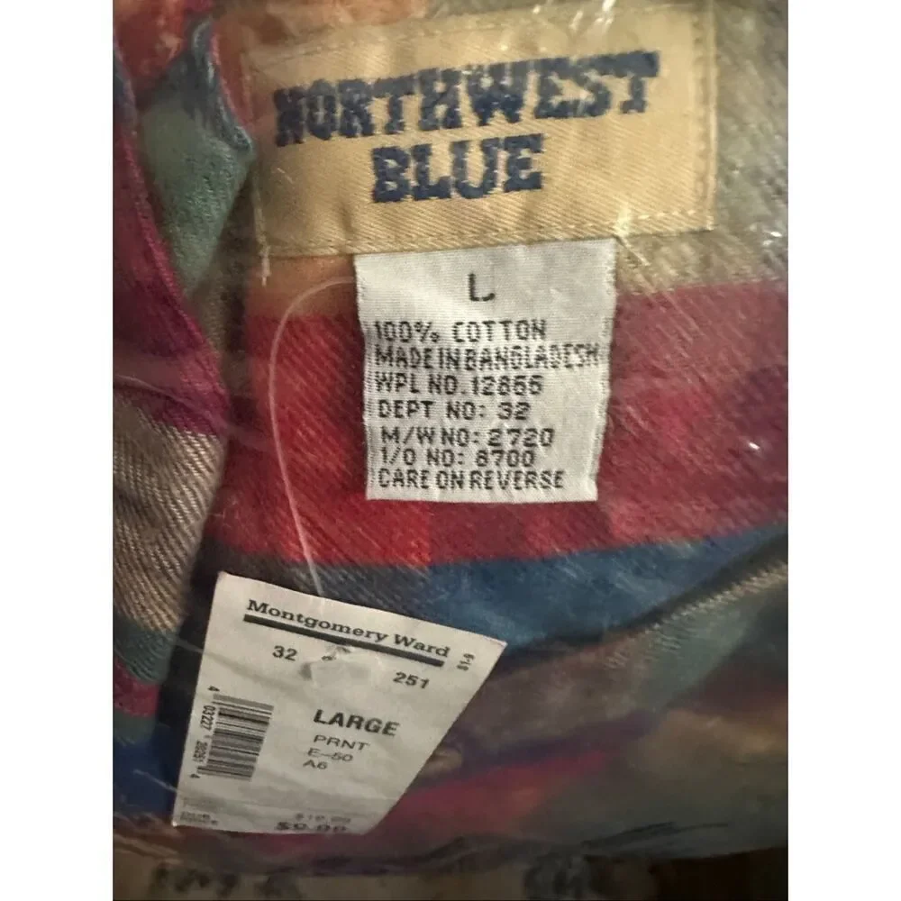 Brand New Vintage Montgomery Ward Women's Large Multi Colored Sleep Dress Button